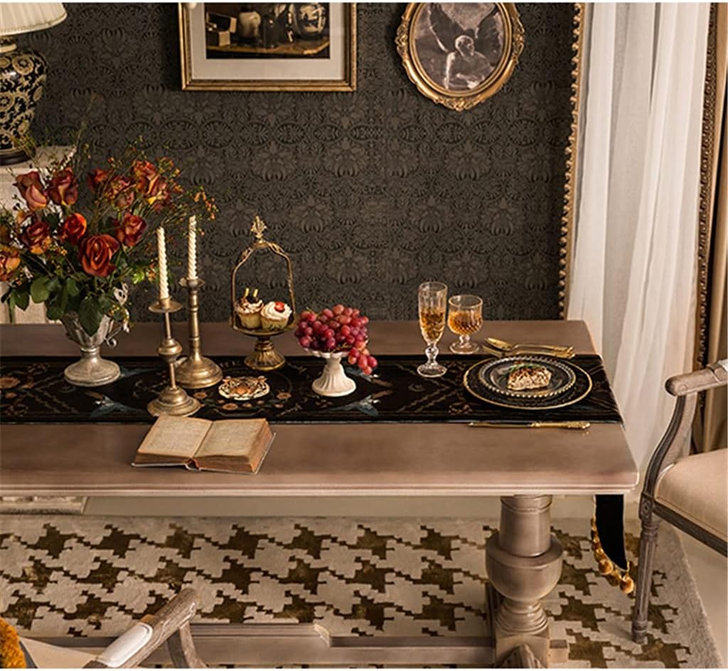 JSEIAJB Rose European-Style Table Runner Bed Flag Dining Table Coffee Table TV Cabinet Long Decorative Cloth(D,40x250cm)