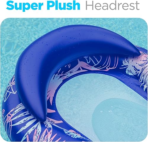 Miniatura 3 de Galvanox - Paquete de 2 flotadores de malla para broncearse y descansar, tumbona flotante inflable en agua con reposacabezas