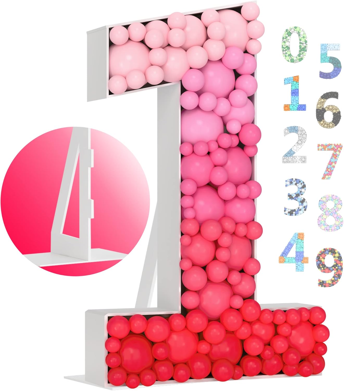 amazon com easy to assemble pre cut balloon mosaic number frame 3ft high number 1 thick foam board standing cutouts with back stand decoration supplies for birthdays anniversary baby shower