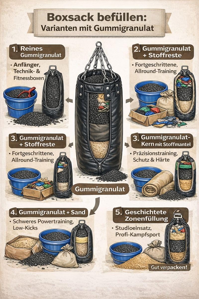 Boxsackfüllung Gummigranulat Füllmaterial für Boxsack Boxbirne Wandschlagkissen Makiwara Maisbirne Boxbirne Schlagbirne Trittsack