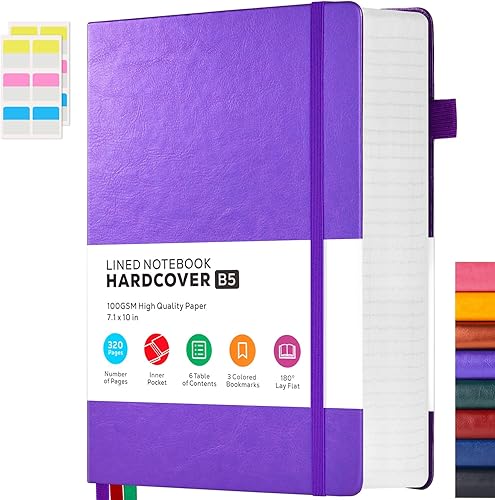 Miniatura 9 de Cuaderno Grueso en Formato Diario, Cuadernos de Cuero A5 con 320 Páginas de Papel Rayado para la Universidad, Cuaderno Diario de Tapa Dura para