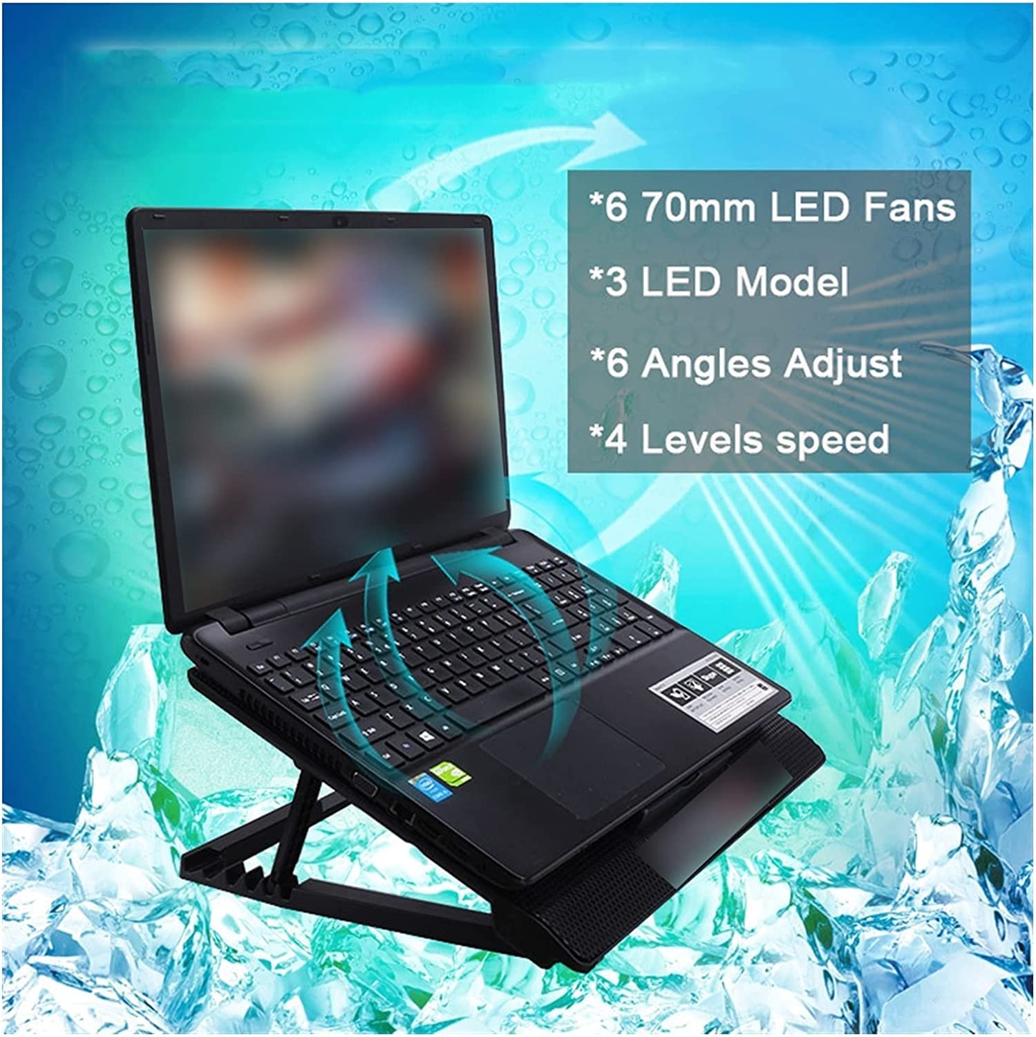 Enfriador Laptop Silent Cooler Notebook Almohadilla De Enfriamiento Aluminio Base 6 Ventiladores Laptop Soporte Puerto USB Soporte