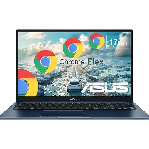 ASUS Vivobook 17.3 Chromebook Laptop For Student & Business, 8GB RAM, 128GB SSD, Intel 6-Core i3 Processor, FHD Anti-Glare IPS, Built for School and Work Game Apps Not Supported, WiFi-6, ChromeOS Flex