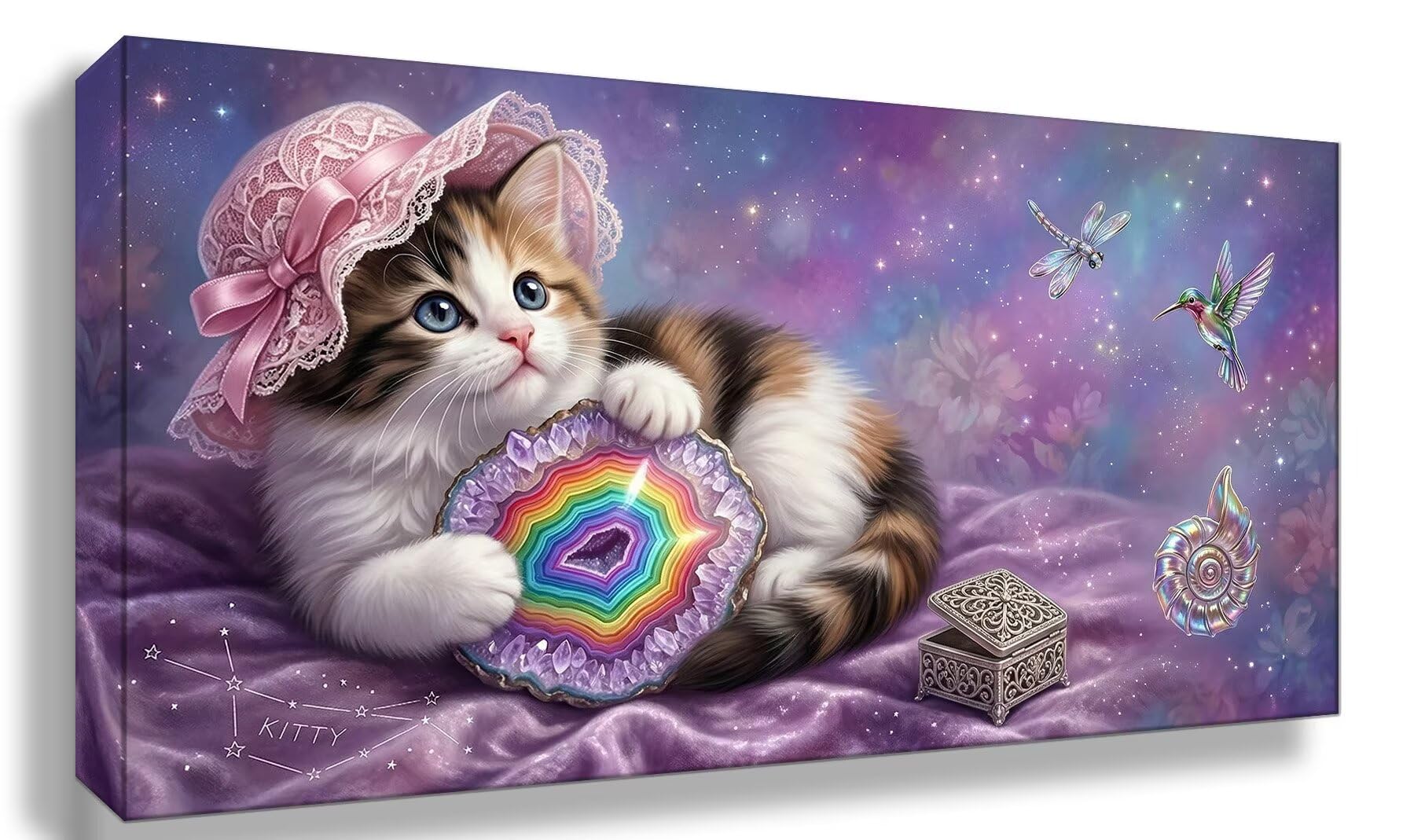 Diamond Painting Katze Diamant Painting Bilder, 5D Kolibri Eckige Steine Full Drill DIY Set Erwachsene Diamanten Kinder Bastelset, Kreatives für Erwachsene für Home Decor Wand Deko, 80x160cm, Cod-954