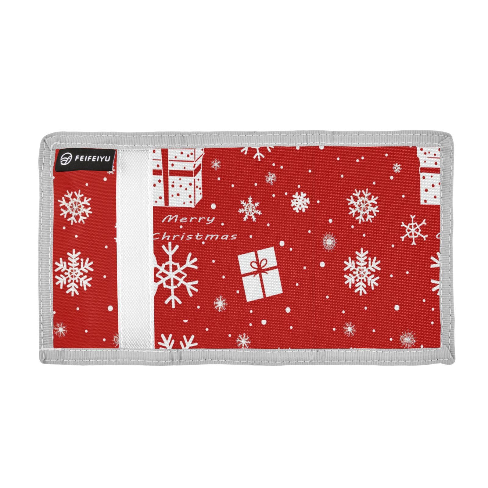 miaozhen Christmas Motifs Snowflake Box trifold mens small wallet for birthday gift nylon casual wallets with money clip with lanyard billetera tarjetero para hombre