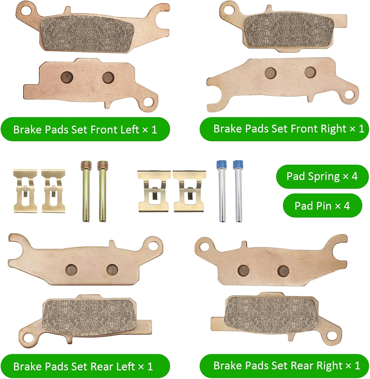 Front & Rear Brake Pads Sintered for Yamaha Grizzly 550 Grizzly 700 YFM550 YFM700, OEM# 3B4-W0045-00-00 3B4-W0045-10-00