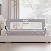 Vista 2 de Riel de cama para niños pequeños, rieles de cama basculantes de 150 cm con base en forma de U más ancha, protector de cama transpirable para bebé