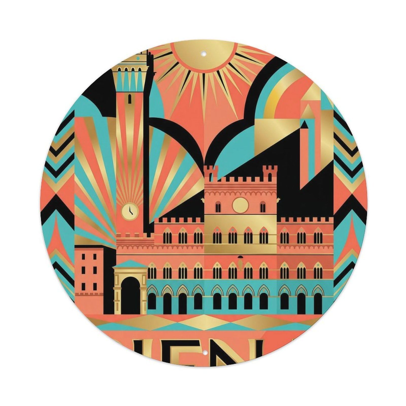 Vintage Travel Siena Italy Deco Metal Tin Sign