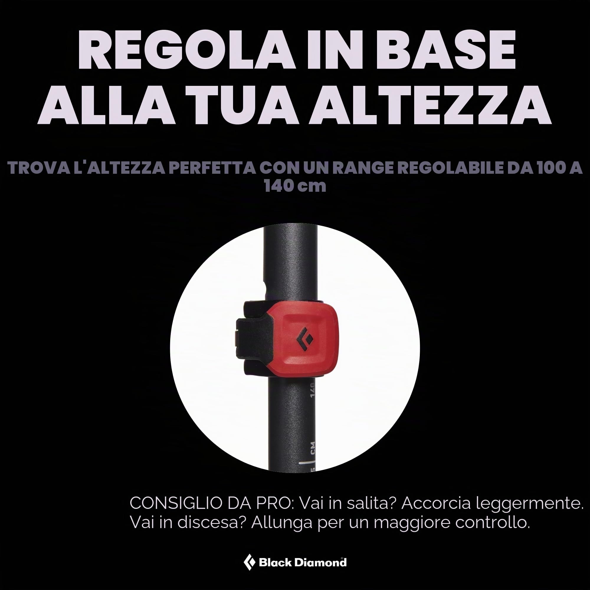 Black Diamond Pursuit - Bastoncini da trekking in alluminio pieghevoli e regolabili