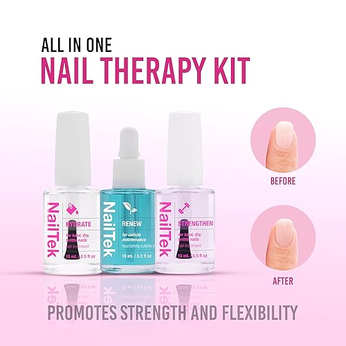 Miniatura 3 de Nail Tek Kit de terapia  Reparación de uñas para uñas dañadas, hidrata, renueva y fortalece el tratamiento de uñas, fabricado en Estados Unidos, 0.5
