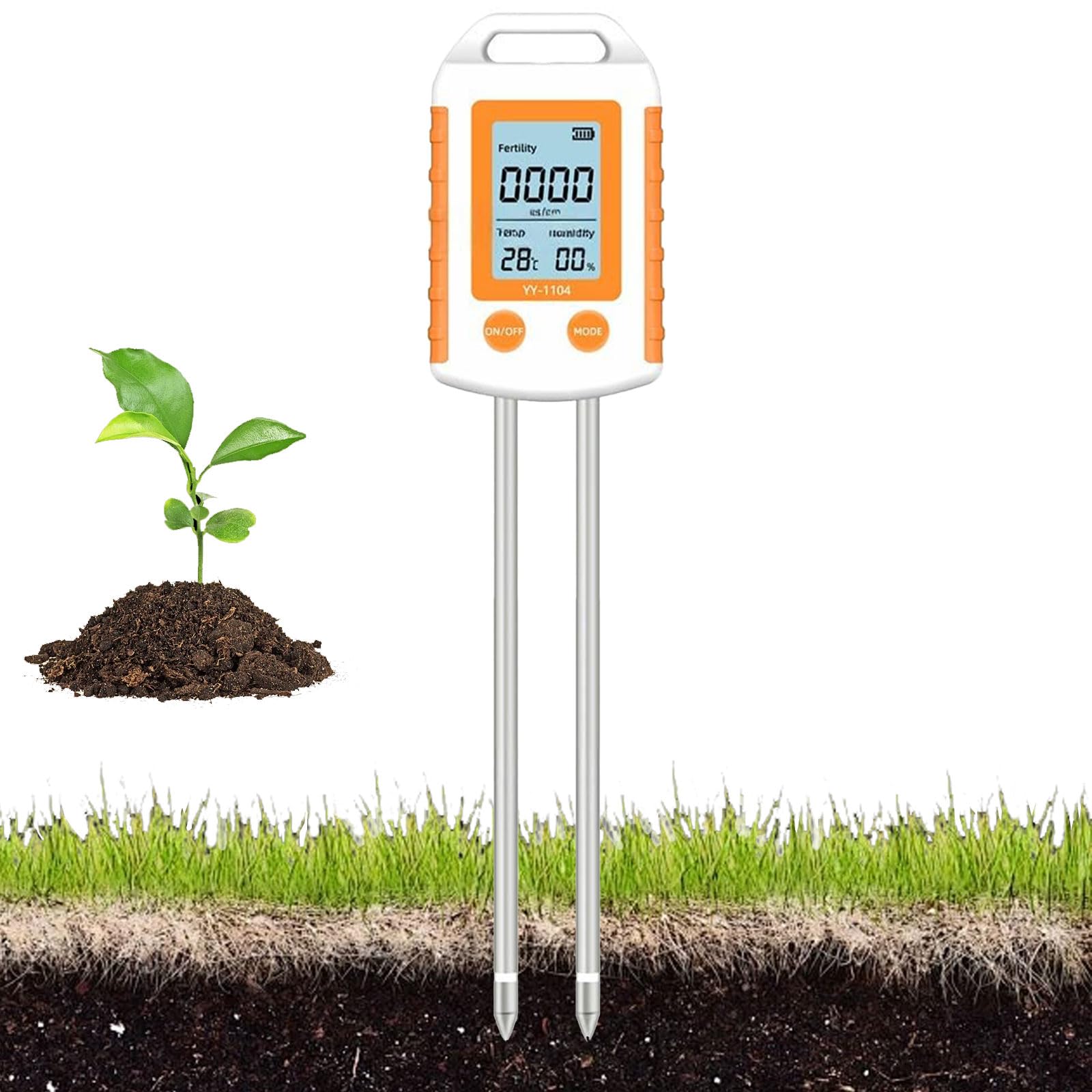 Probador de suelo – Medidor de pH digital 6 en 1 con NPK, humedad, temperatura y pantalla LCD giratoria para jardín, granja y cultivadores