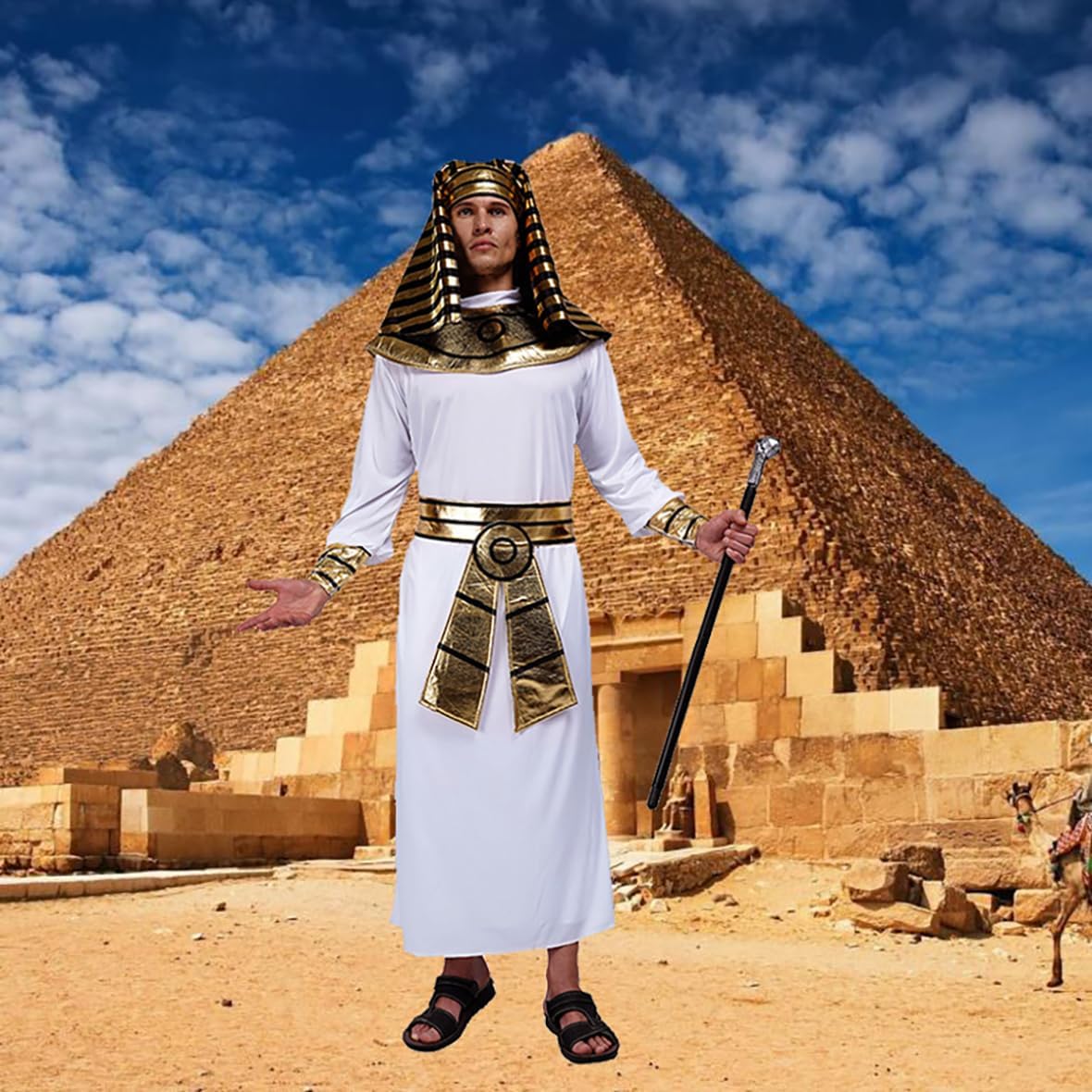 PGOND Adult Men's Egyptian Pharaoh Halloween Costume White