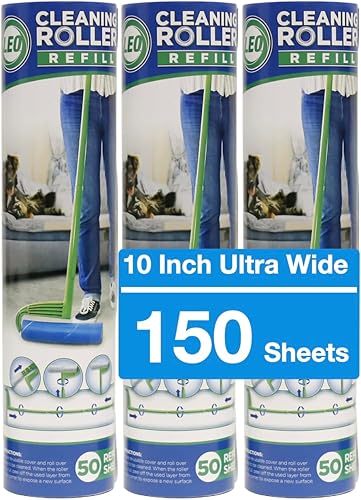 Leo Rodillo de limpieza con mango extensible más 3 recambios. Total 175 hojas removedor de pelo de mascotas y limpieza del hogar, ideal para