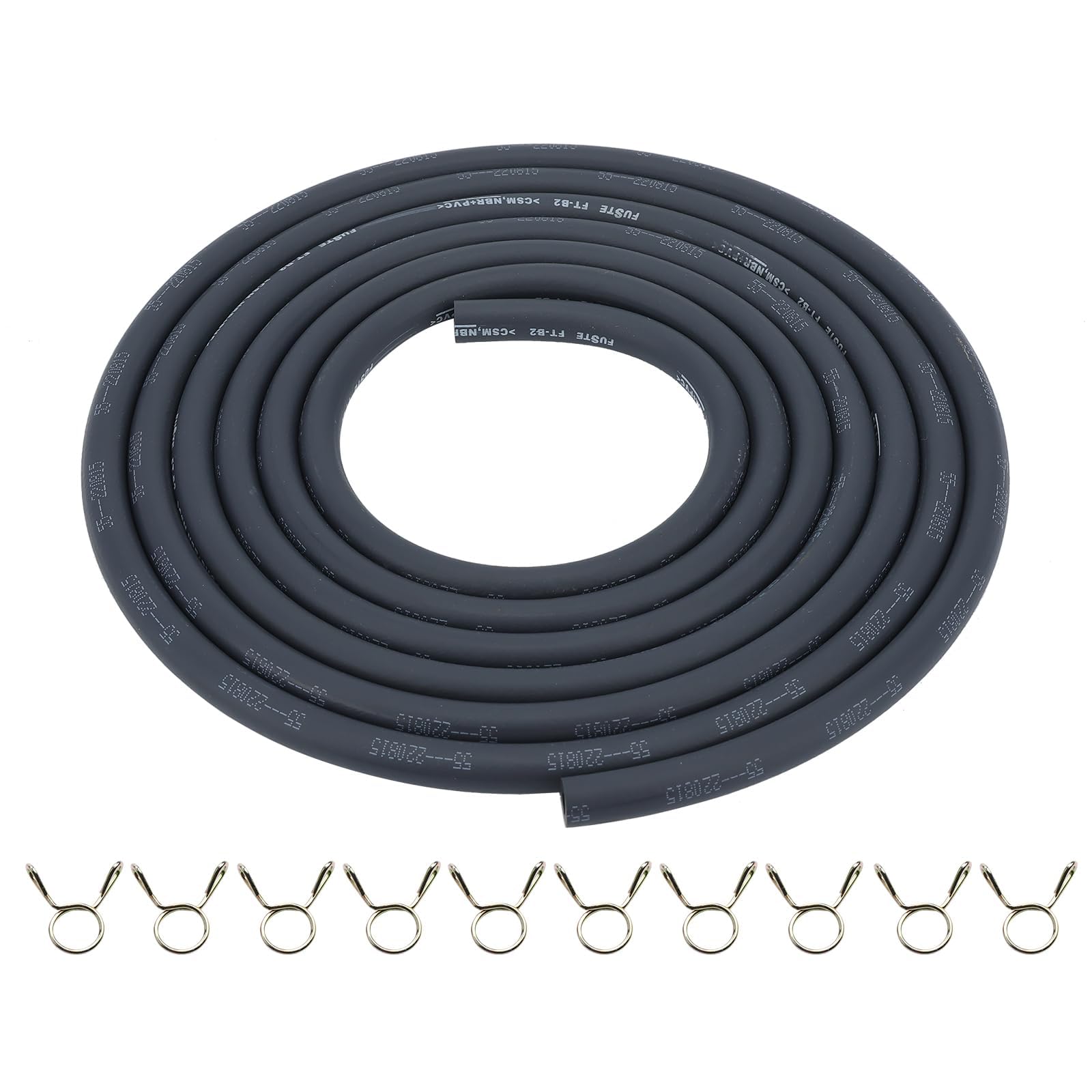 5.5mm Fuel Line Hose 1/5 Inch Gas Tube Fuel Hose 5 Feet,10 Clamps