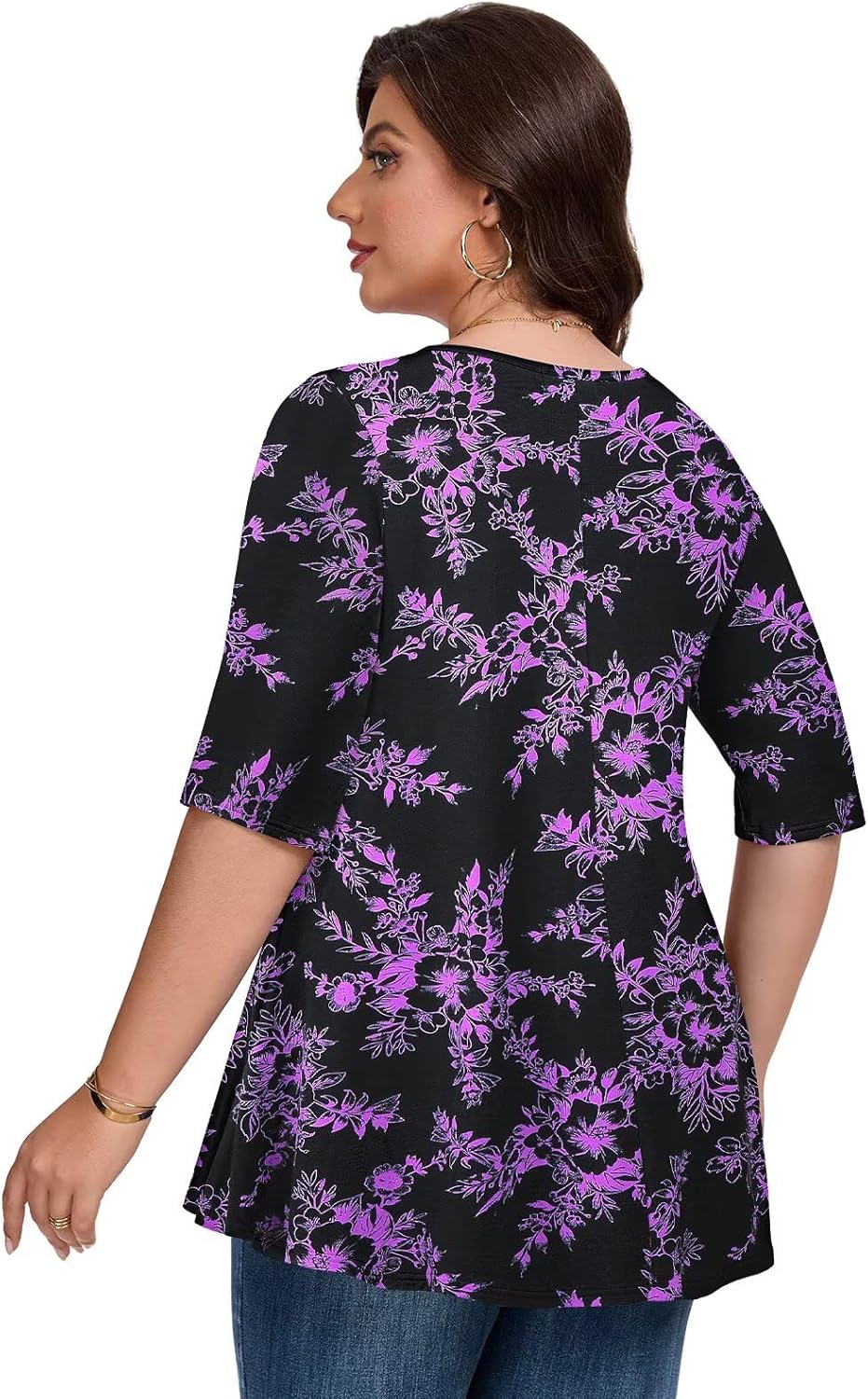 LARACE Elbow Sleeve Plus Size Tops for Women, Women's Half Sleeves Tunic Shirts Spring Summer Fall Clothes Blouse V Neck - Image 6