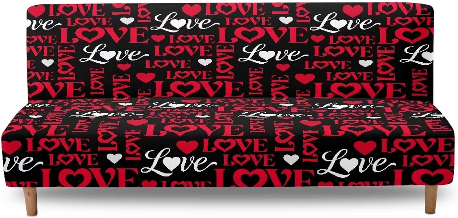 Mushroom Stretch Armless Sofa Bed Cover, Easy to Install Couch Slipcover Without Armrests, Washable Folding Futon Cover, Non-Slip Futon Sofa Bed Slipcover with Elastic Bottom