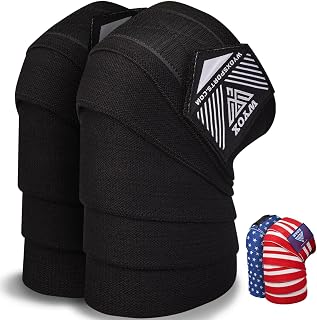 WYOX Knee Wraps (Pair) with Strap for Squats, Weightlifting, Powerlifting, Leg Press, and Cross Training - Flexible 72" Knee Wraps for Squatting - For Men & Women