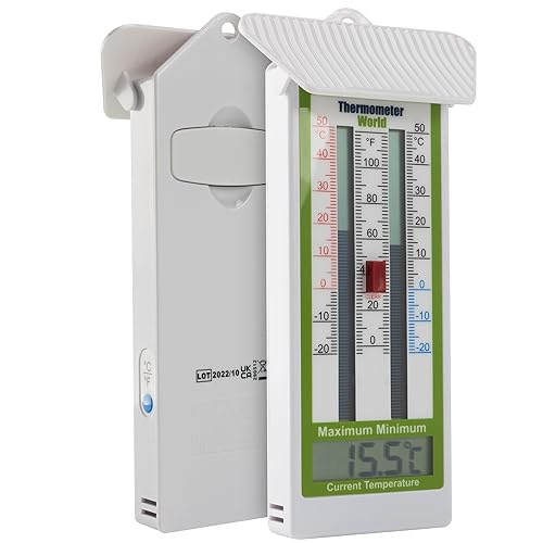 Miniatura 8 de Termómetro digital Max Min de diseño clásico, monitor de temperatura montado en la pared para jardín, invernadero o hogar