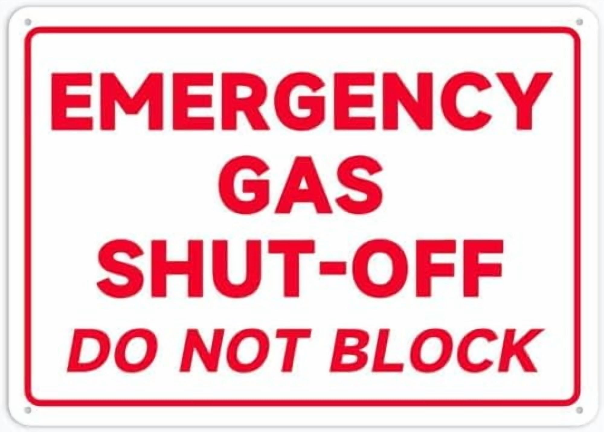(2-Pack) Metal Tin Sign Emergency Gas Shut Off Do Not Block 8X12 Signs Road Street Sign Outdoor Decor Caution Signs