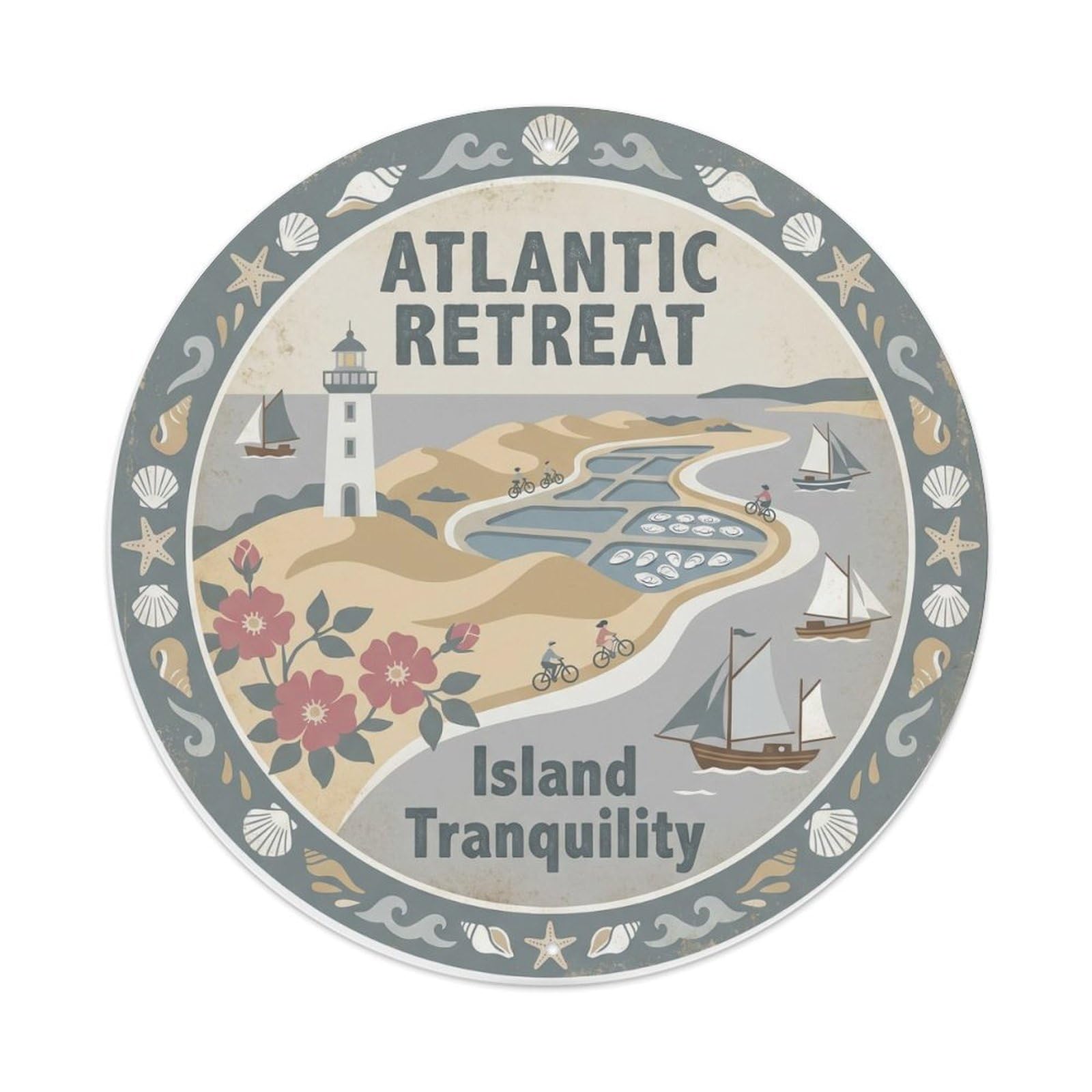 Vintage Travel French Islands Atlantic Metal Tin Sign