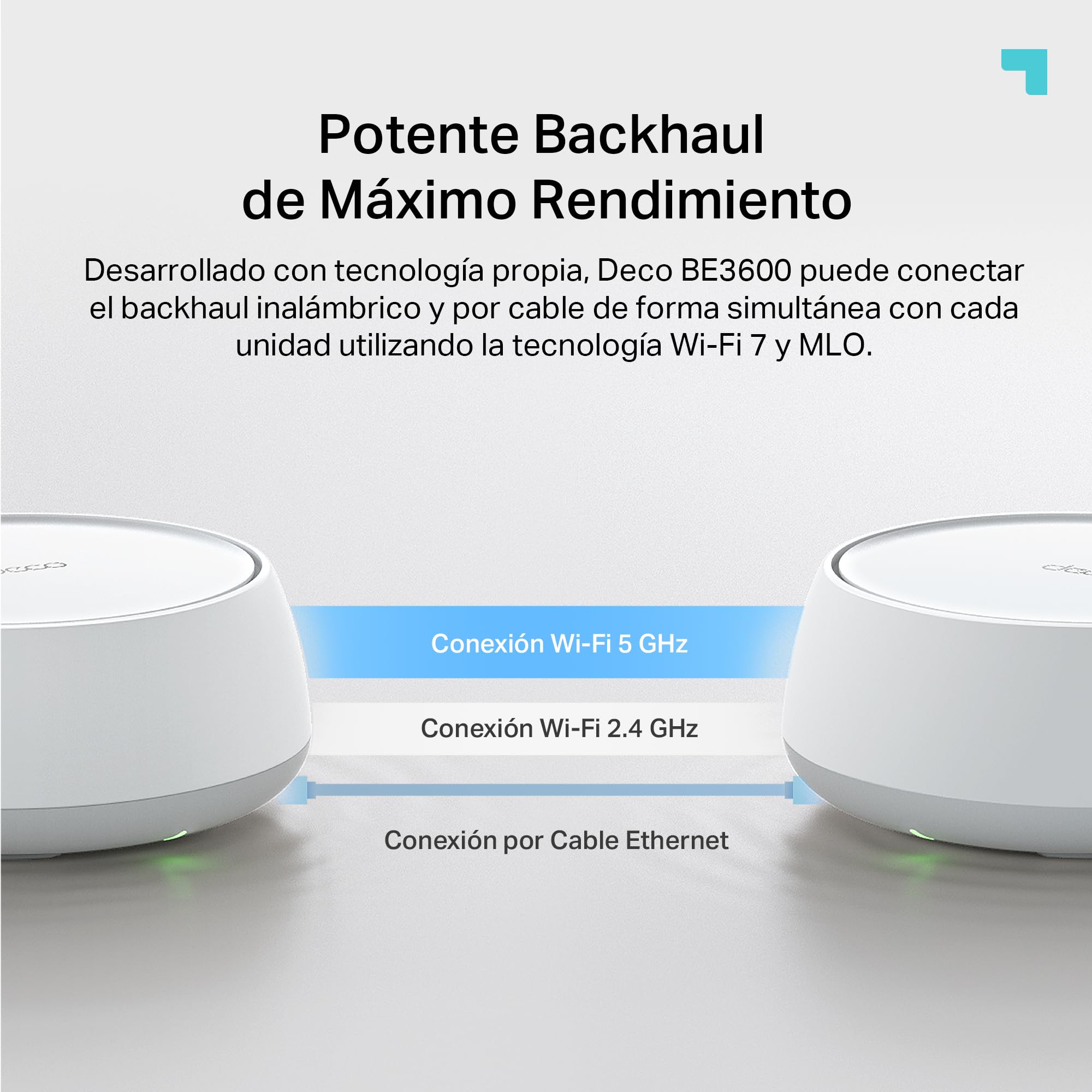TP-Link Deco BE3600 (3-Pack) – Mesh Wi‑Fi 7 de Doble Banda hasta 3,6 GB/s, backhaul híbrido inalámbrico y por Cable, MLO, 2 Puertos Gigabit por Unidad, Seguridad HomeShield