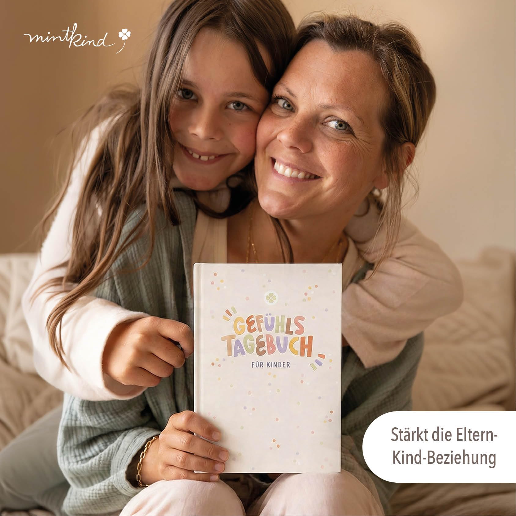 mintkind® Gefühlstagebuch Kinder 6–10 Jahre, pädagogisch entwickelt, 100 Tage Gefühle verstehen & Dankbarkeit, zum Ankreuzen & Ausfüllen, inkl. 160 Sticker, A5, 146 Seiten, Rätsel & Übungen