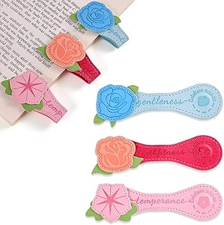 3 PCS Fruit of Spirit Magnetic Leather Bookmarks, Floral Patterns (Faithfulness Gentleness Temperance) of Galatians, Bible-Inspired Page Markers, Gift for Book Lovers, Students, Book Accessories
