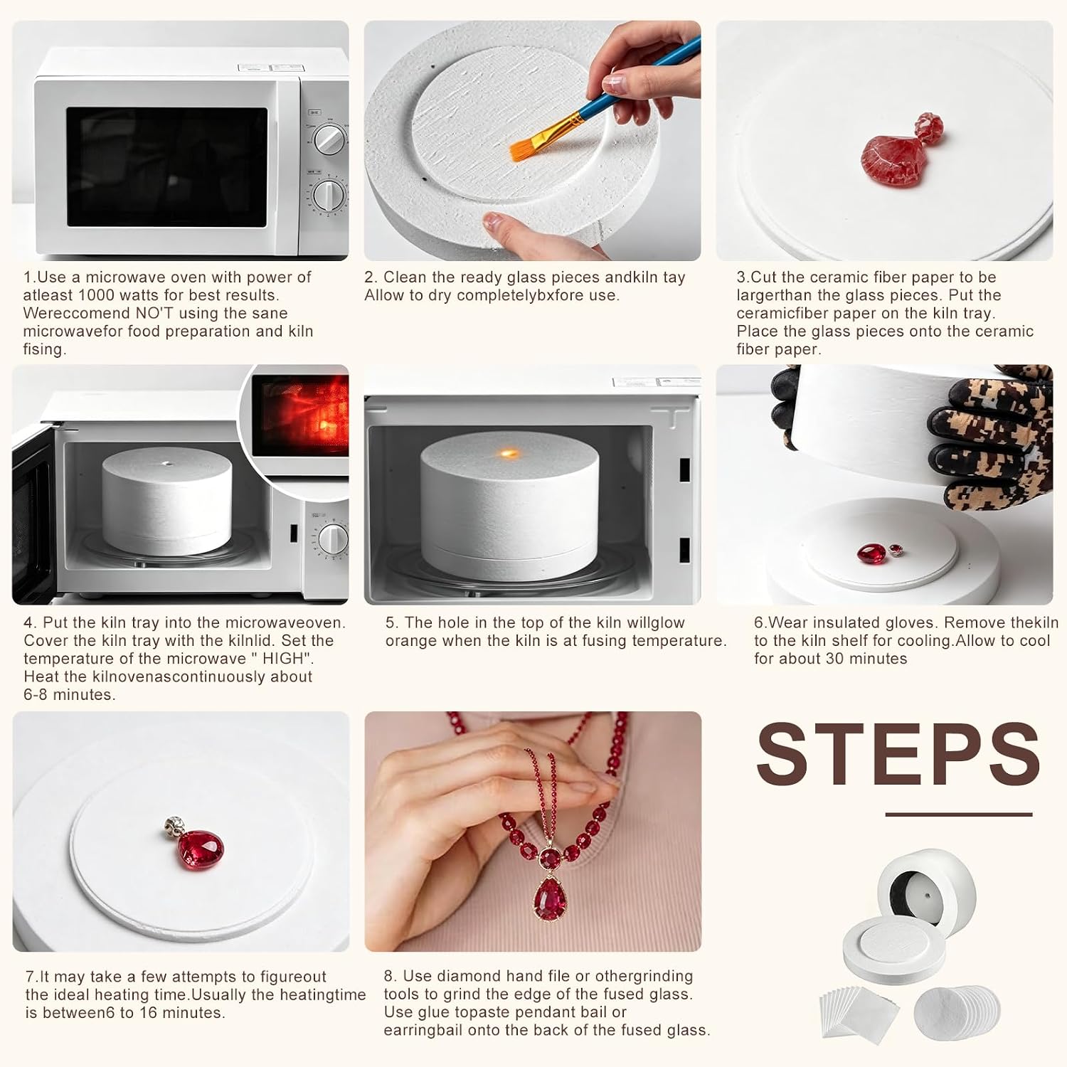 EIEIOO (Large, 20 Kiln Papers) Microwave Kiln Kit, for DIY Pendant Earring