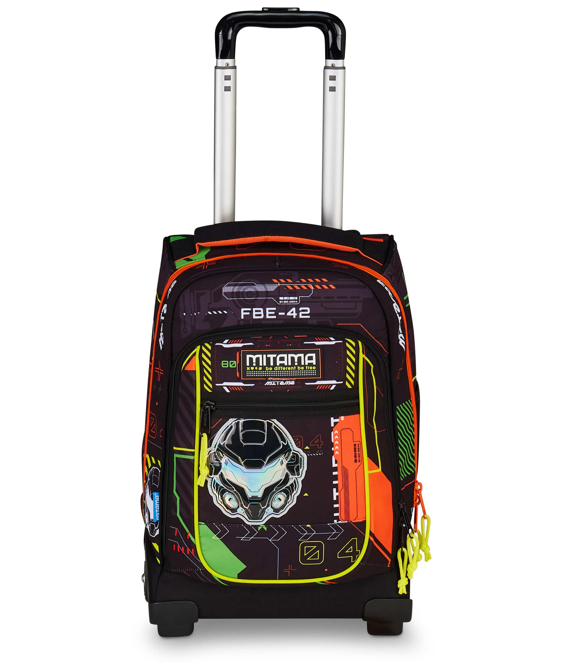 Mitama Trolley DR Scuola FLUO BATTLE, Nero - Arancione, 34 Lt, Tasche multifunzione, Spallacci uso zaino, Per bambini e ragazzi,scuola elementare e media, Tempo libero e viaggi