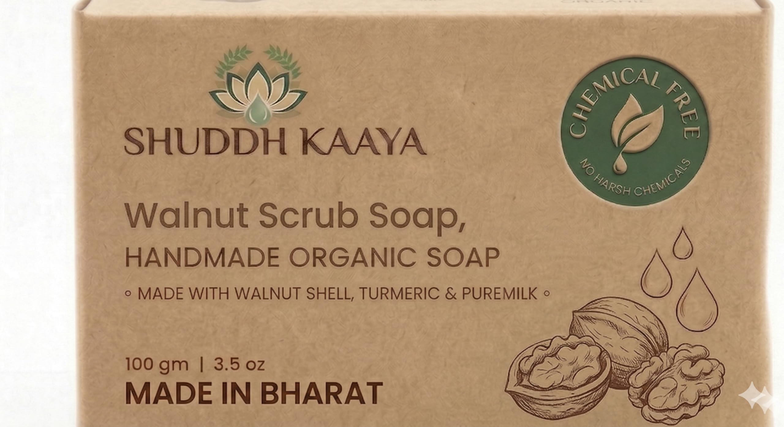 Walnut Scrub Handmade Organic Soap with Turmeric & Pure Milk (100g) | Deep Exfoliating Bathing Bar | Tan Removal & Skin Polishing Soap | Chemical-Free | Made in Bharat-image-26