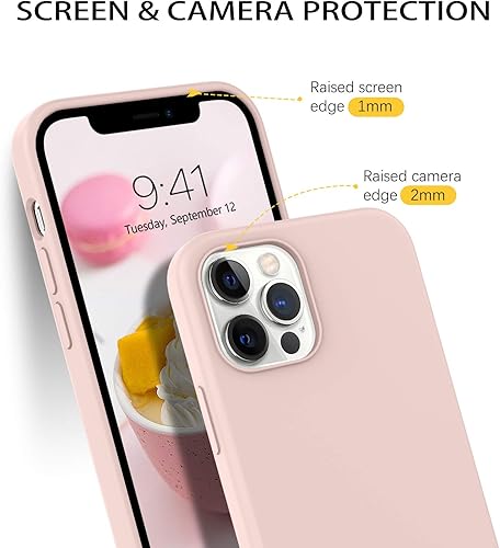 Miniatura 5 de DUEDUE Funda para iPhone 12 Pro Max de 6.7 pulgadas, silicona líquida, gel suave, funda delgada con forro de tela de microfibra, funda protectora