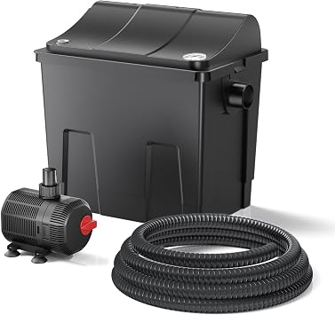 SunSun CBF-200T Bio Pond Filter Set Complete with UVC Clarifier 9 W, Pump 2300 l/h 35 W Thermometer and Filtering Media, Biological Filtration System