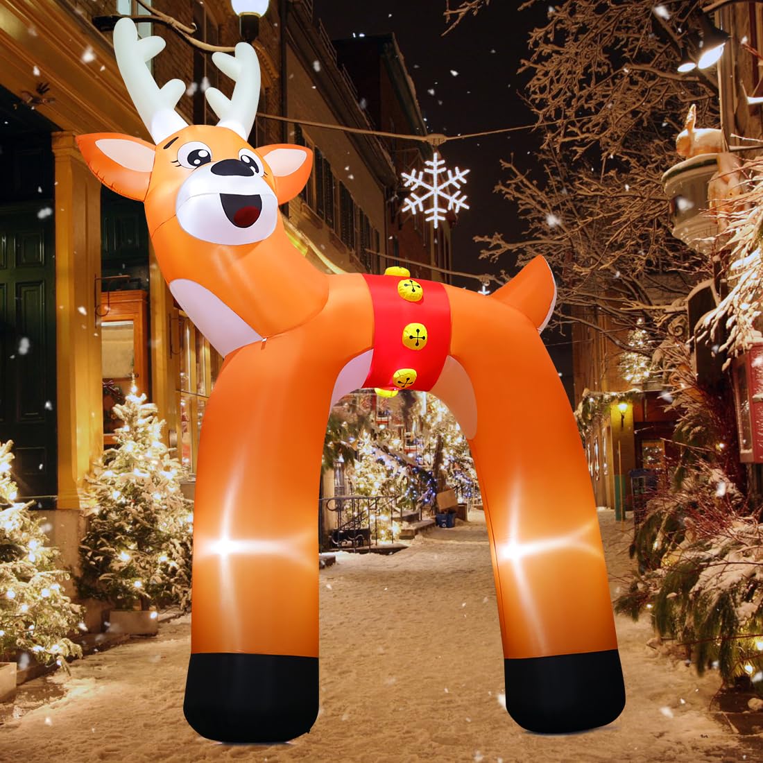 COMIN Bonhomme de Neige Gonflable de Noël avec Une boîte, décoration de Cour Gonflable avec lumières LED intégrées pour Vacances/fête/Noël/Cour/Jardin