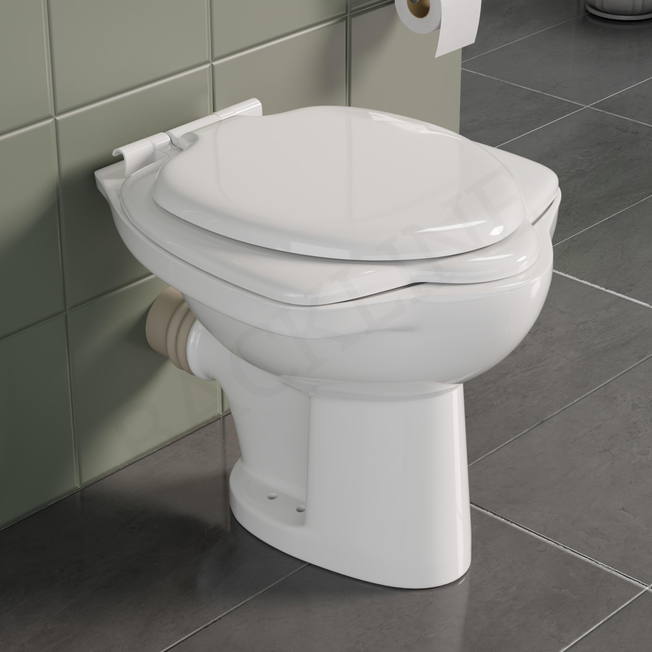 Ceramic Floor Mounted Anglo Indian Commode/Water Closet/EWC Toilet With Seat Cover For Bathrooms (White) (P Trap Outlet Is From Wall) (7 Years Color Warranty)-image-31