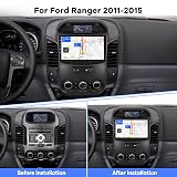[2G+64G] Car Radio for Ford Ranger 2011-2015, 9 inch Android 13 Touch Screen Stereo, Carplay/Android Auto/Hi-Fi Audio/Wi-Fi/1080P/SWC/Bluetooth + AHD Backup Camera + MIC
