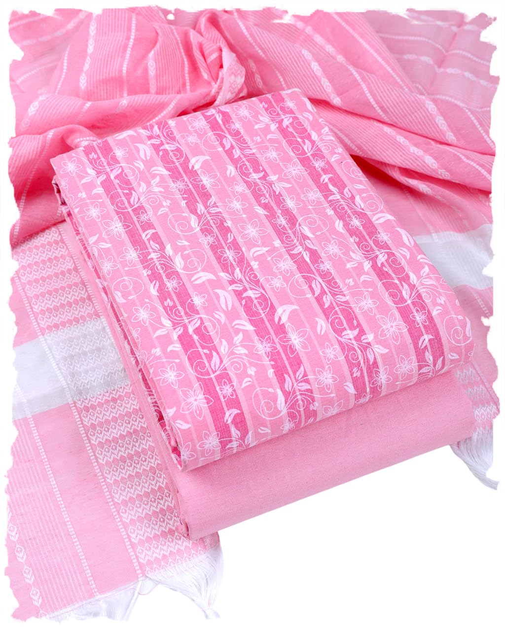 Pure Cotton Unstitched Frabic Set - Salwar Suit With Stylish Dupatta (TBD241)