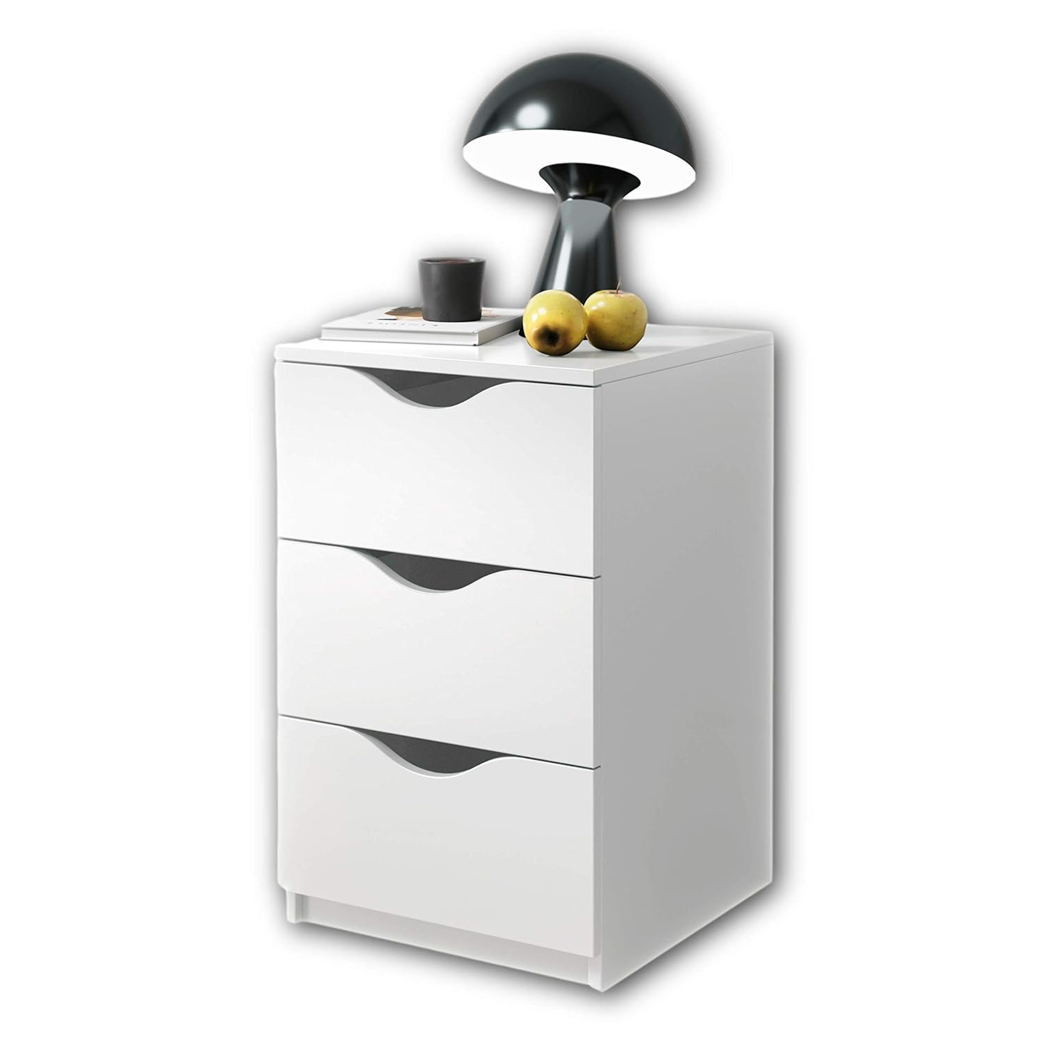 LUKI Nachttisch mit zwei Schubladen in Weiß – Moderner Nachtschrank mit Stauraum für Ihr Bett – 40 x 45 x 42 cm (B/H/T)