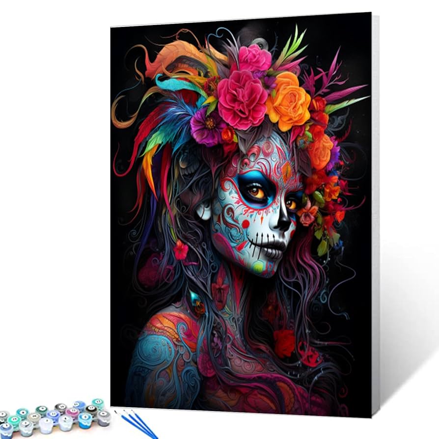 Amazon.com: Sugar Skull Woman Portrait Paint by Numbers Kits