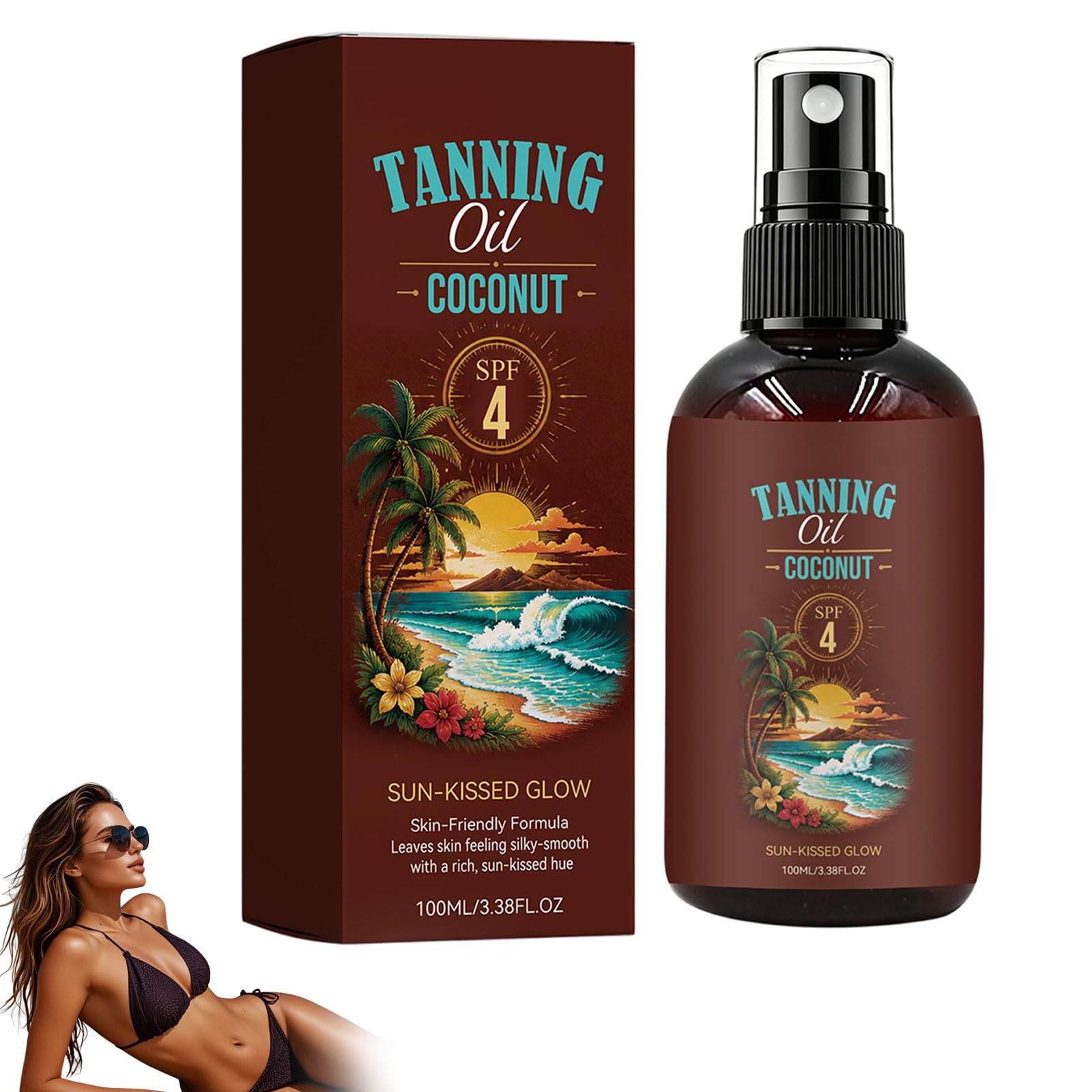 Tanning Oil Coconut, intensywny olejek do opalania z witaminami A i E, lekka konsystencja, 100 ml (1)