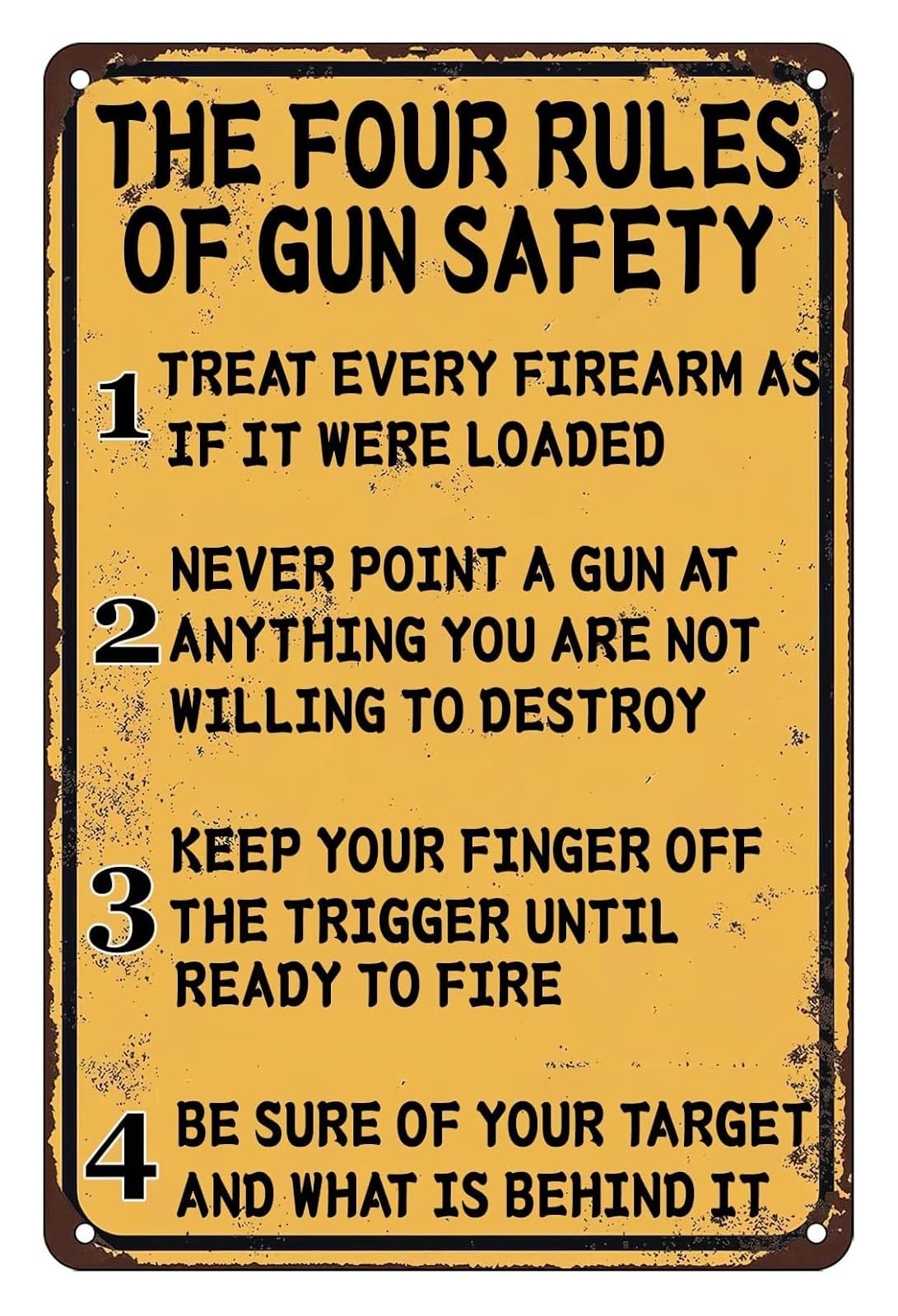 PKNVKZIDK Rustic Wall-Art Vintage The Four Rules Metal Tin Sign for Man Cave Decor Garage Bar Home Office or Pub 8 X 12 inch