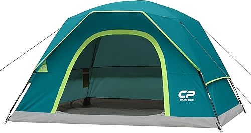 CAMPROS CP Tents for Camping 246 Person Tent Waterproof Windproof Double Layer Camping Tent, Easy Setup Dome Tent with Large Mesh Windows & Wider