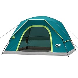CAMPROS CP 4 Person Tent, Dome Tents for Camping with Rainfly, Waterproof Camping Tent Easy Set Up, Portable Family Tent with Large Mesh Window & Carry Bag for Outdoor Hiking