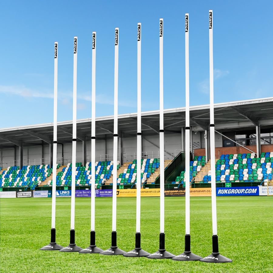 FORZA Telescopic Slalom Training Poles [Pack of 8] | Adjustable, Shatterproof PVC Poles for Agility and Speed Training | Multi-Sport Use | 8 Bold Colors