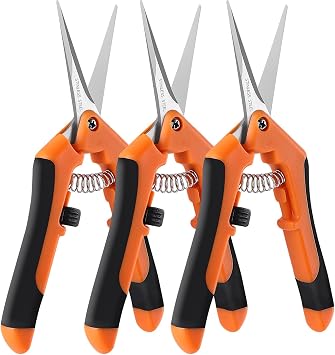 Laicky 3 Pack Pruning Shears, 6.5" Garden Scissors Gardening Hand Pruning Snips with Straight Stainless Steel Precision Blades for Gardening Flower Plant Precise Trimming, Pruning Maintenance.