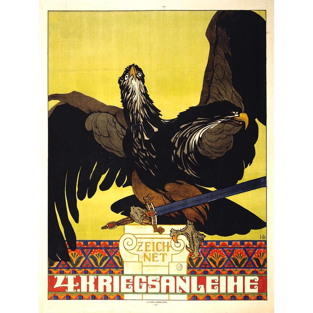 Wee Blue Coo War Wwi Austria Hungary Loan Bond Eagle Art Print Poster Wall Decor 12X16 Inch