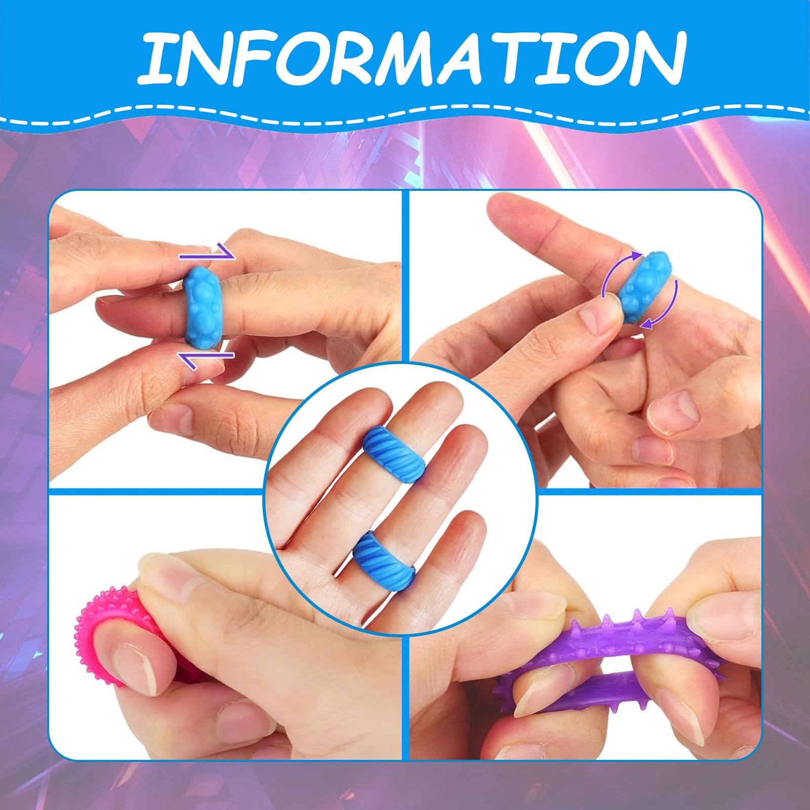 atnayo 12 Pack Fidget Rings for Kids Sensory Ring for Autism, 1.47cm, 1.7cm - Image 3