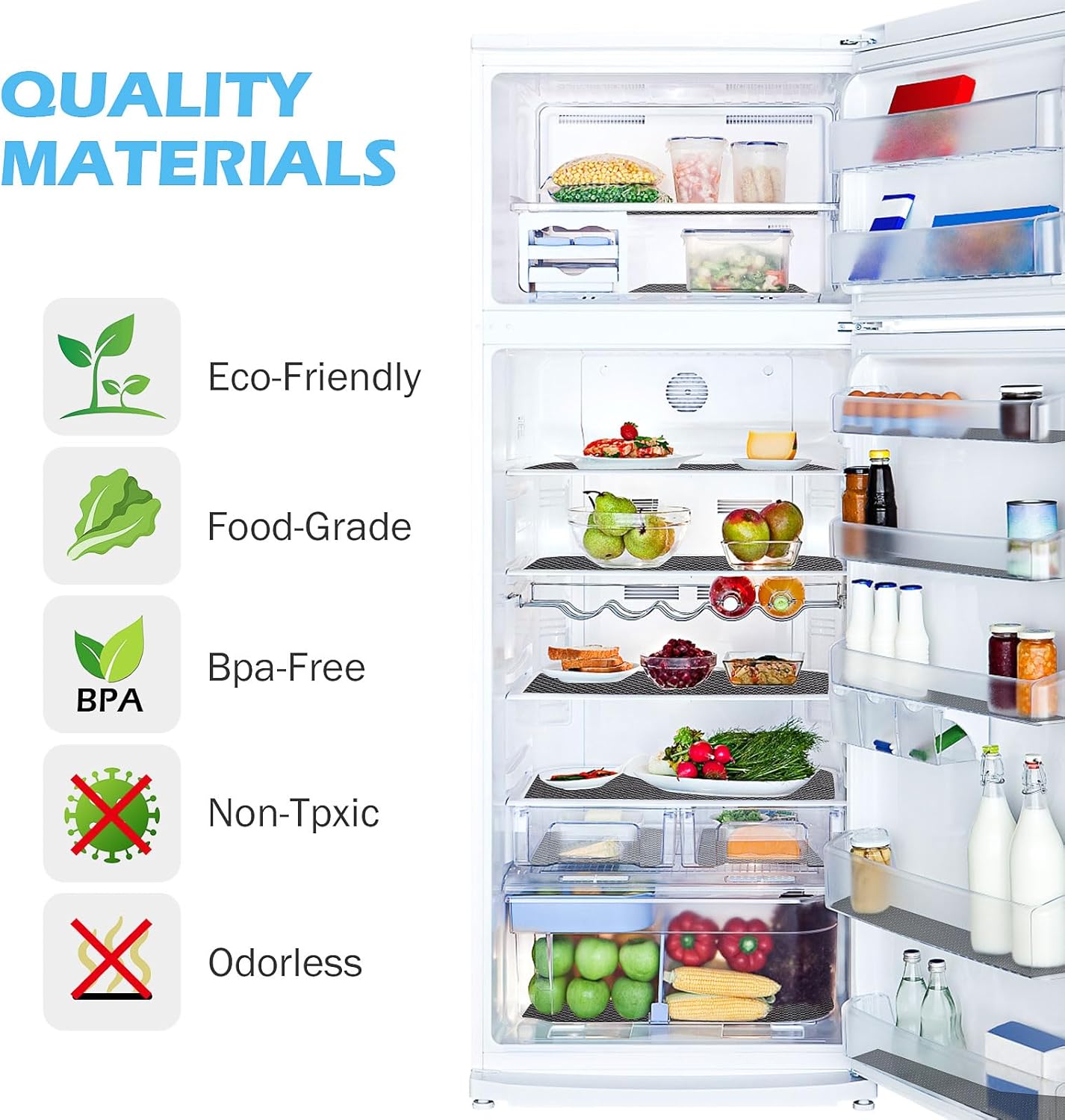 Drawer Liners, Waterproof Shelf Liner, Anti-Slip Non-Adhesive BPA Free Kitchen Cupboard Cabinet Liner Refridge Fridge Mats Sink Protector Strong Durable for Home (Black/23.6in x 20Ft)