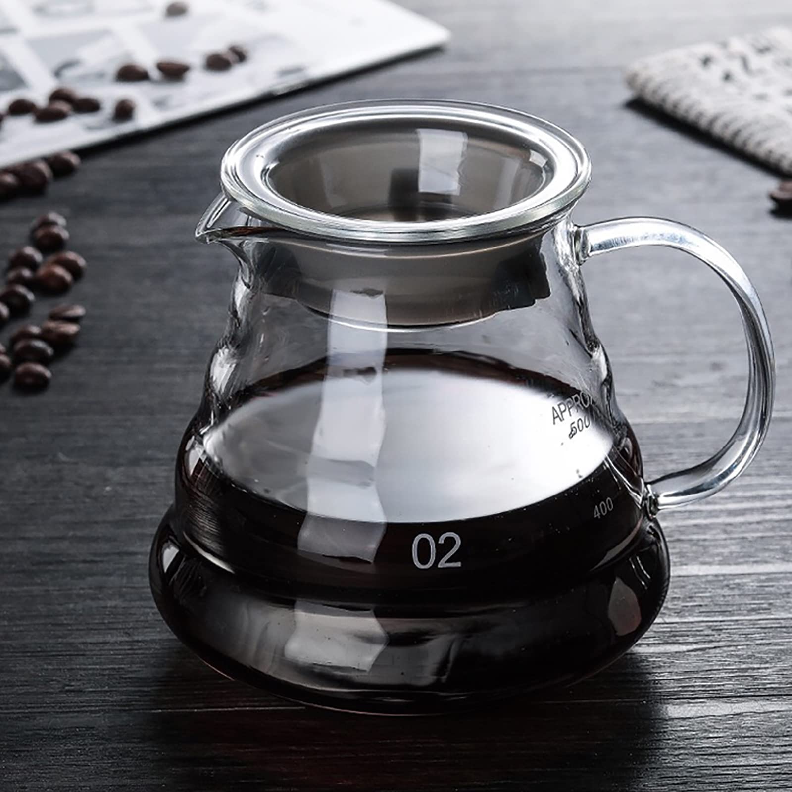 HMTE Cafetera de Vidrio para Verter, Juego de cafetera para Verter, cafetera de Goteo, cafetera de Mano Reutilizable, hogar, Viajes, al Aire Libre (20.28 oz/600 ml) (Color : B) (C)