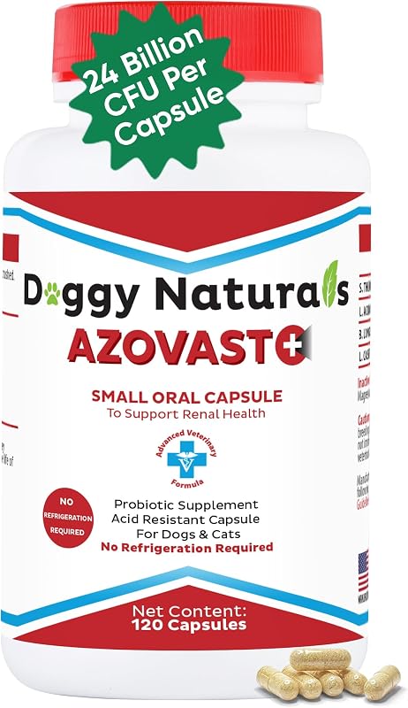 Suplemento Probiótico para Cães e Gatos Azovast Plus Pet Health Pharma com 24 Bilhões de UFC por Cápsula – 120 Cápsulas