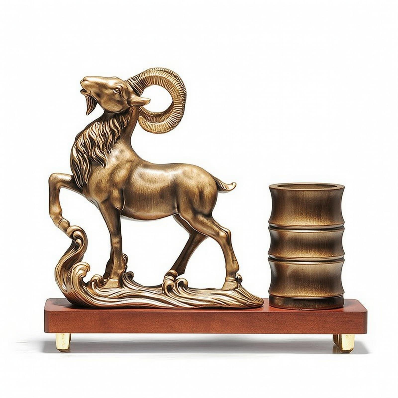 predolo Portapenne da Scrivania con Scultura Multifunzione Portapenne con Base in Legno Robusto Portamatite per Studio, Reception, Rosso Laccato